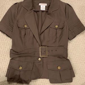 Army green short sleeve blazer